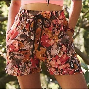 Free People Movement Active Floral Drawstring Switchback Shorts with Pockets